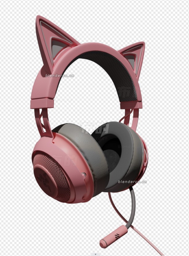 blender雷蛇北海巨妖萌猫版RGB幻彩猫耳粉晶耳机
