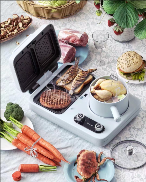 C4D写实桌面电烤盘牛排鸽子汤电商3D模型OC渲染场景