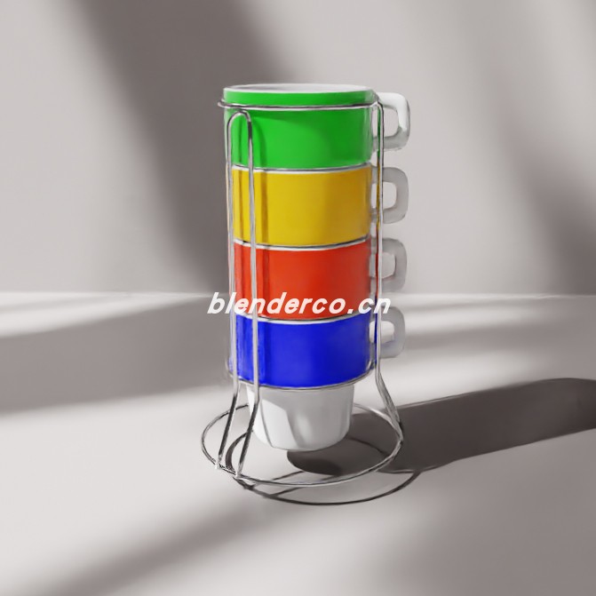 blender咖啡杯套装模型_blender布的24