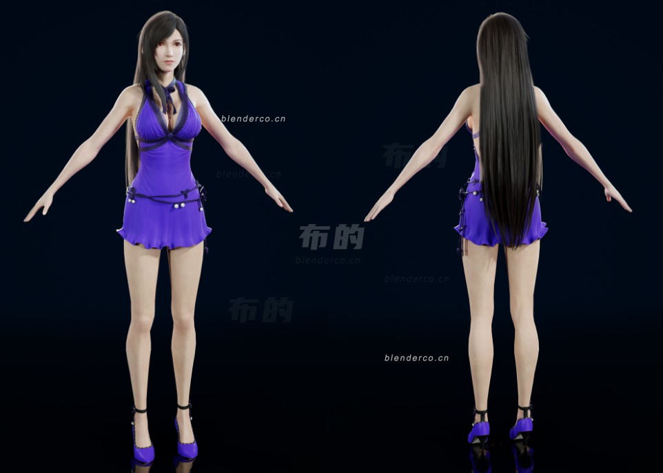 ff7re 蒂法 紫色短裙皮肤