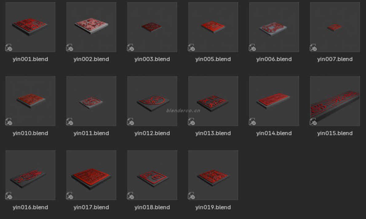 Blender制作的几枚中国传统印章模型