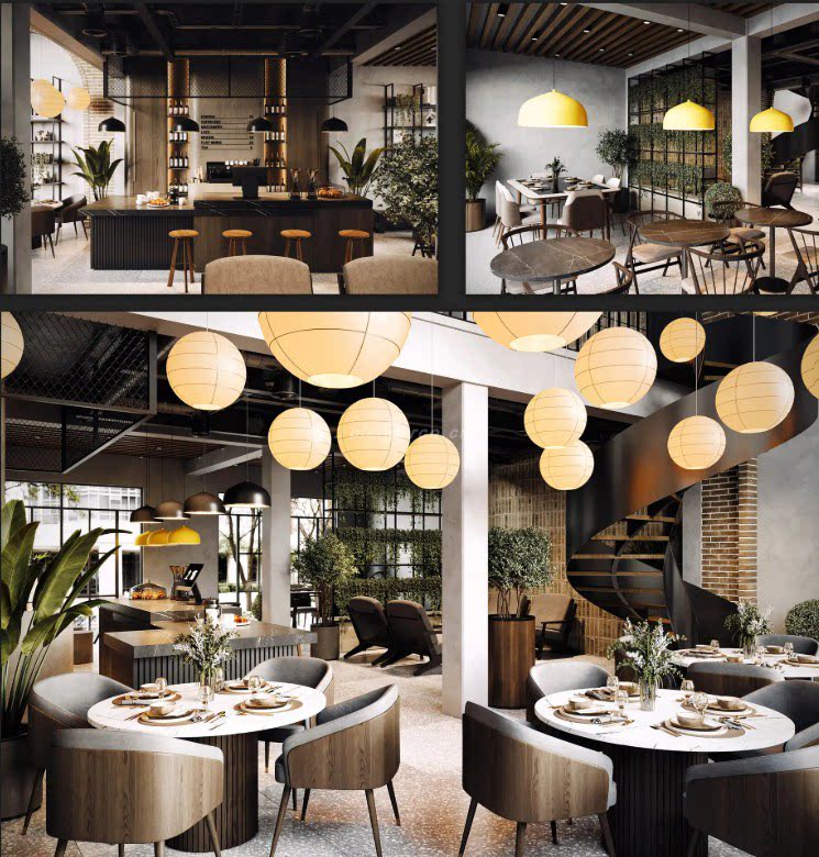 Blender咖啡馆3D室内场景模型