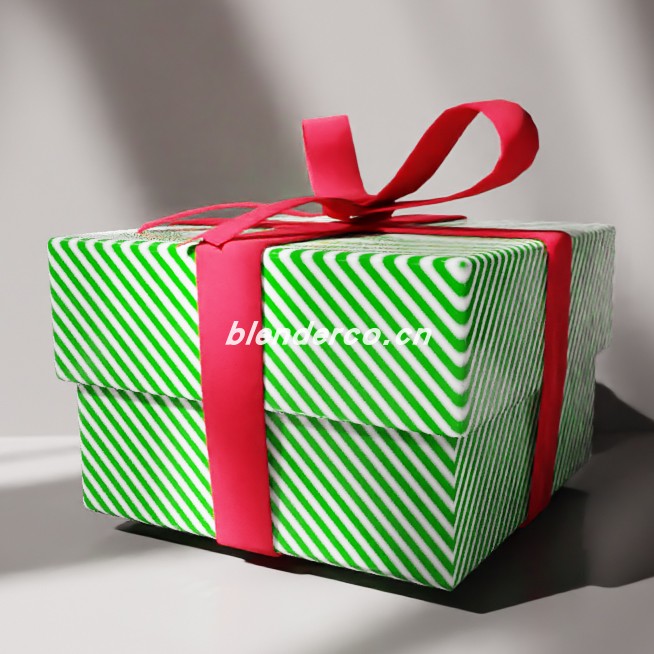 blender绿色圣诞礼品盒模型_blender布的143