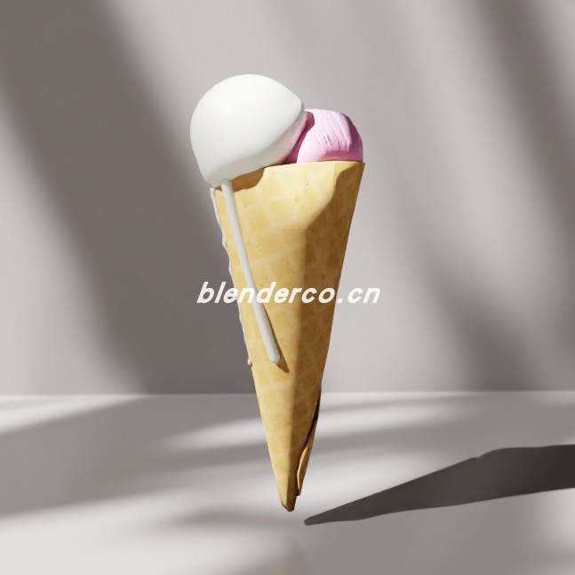 blender美味冰淇淋模型_blender布的86