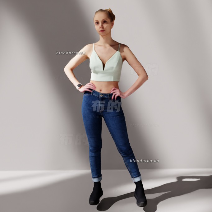 blender稍显紧张的女孩模型_blender布的73