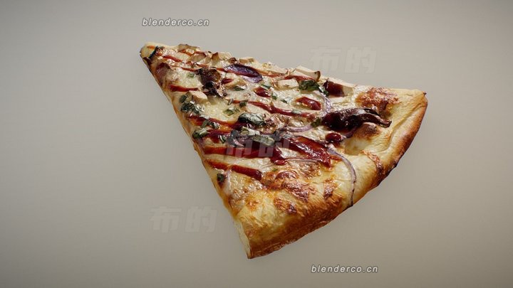 blender烧烤鸡肉披萨片模型_blender布的09