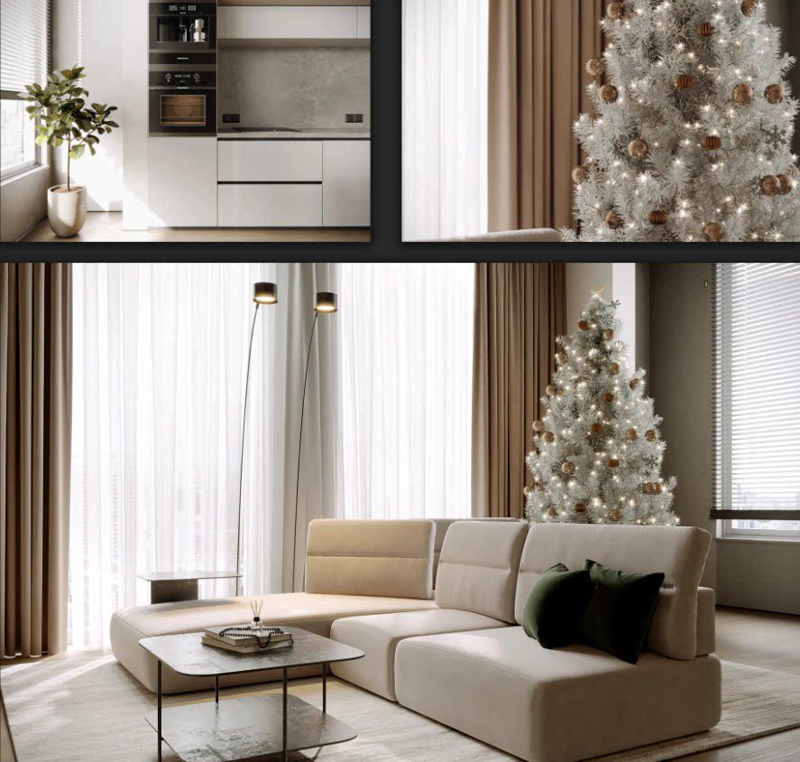 45 – 极简客厅（含圣诞树）Blender 模型