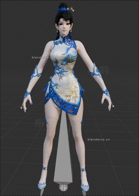 永劫无间妖刀姬青花瓷皮肤人物模型