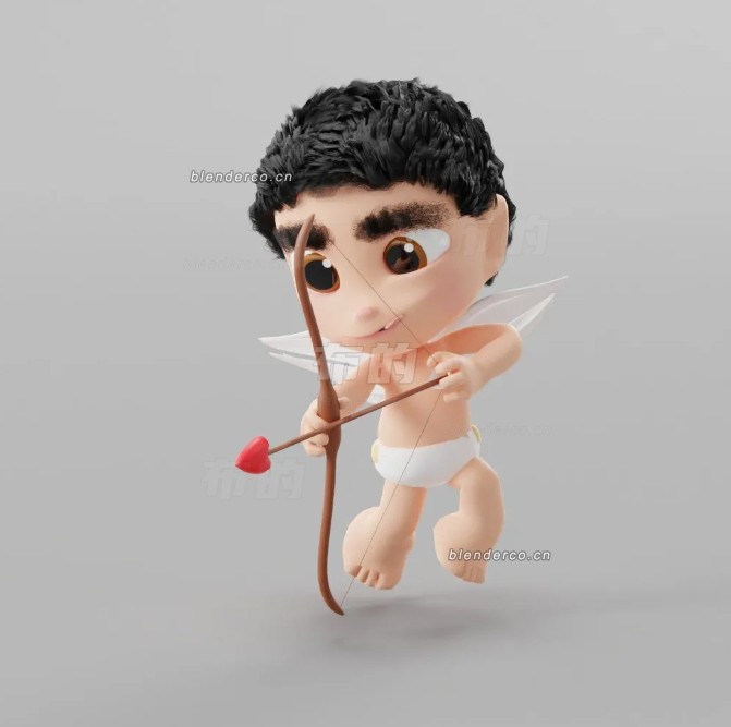 blender丘比特角色绑定模型_blender布的08