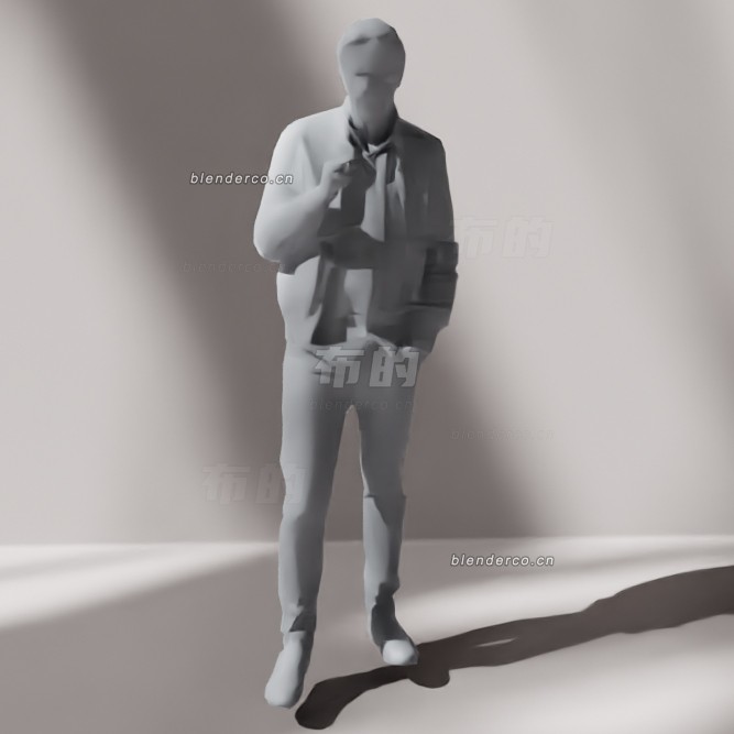 blender低多边形吸烟男子模型_blender布的32