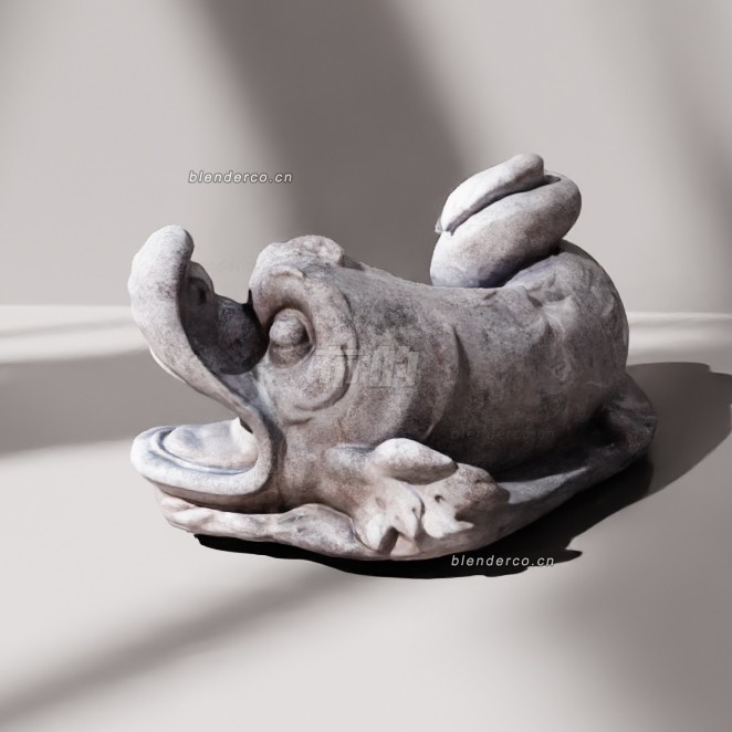 blender鱼石雕像模型_blender布的96