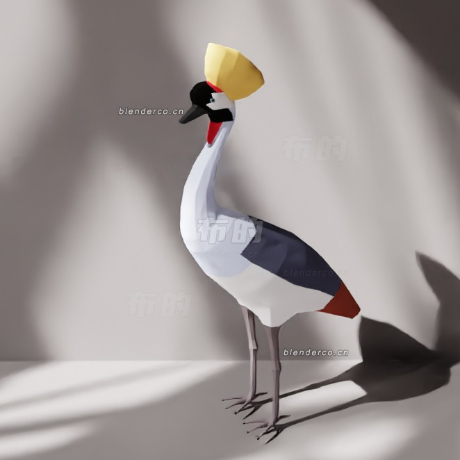 blender低聚灰冠鹤模型_blender布的17