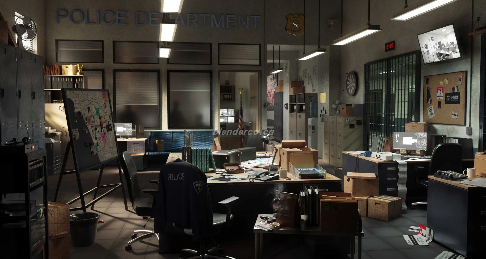 现代警局环境Blender模型kitbash3d Police dept (Blender/Unreal Engine格式)