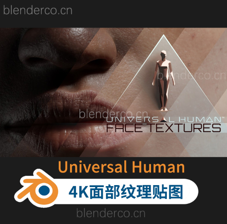 Blender人脸皮肤贴图素材 Universal Human Face Textures 1.0