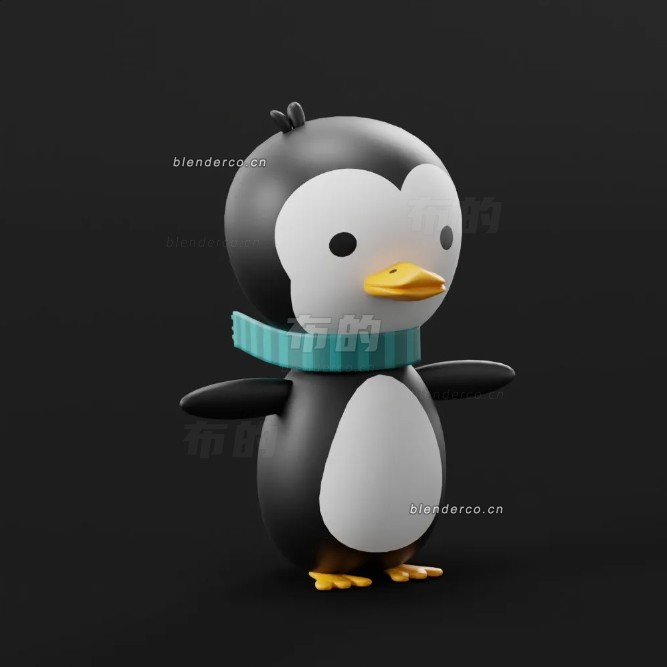 blender卡通企鹅模型_blender布的34