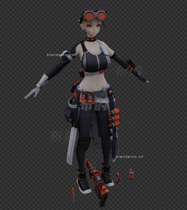 格莉丝-绝区零的模型-官方mmd，被热心群友转成blender了，自带绑定