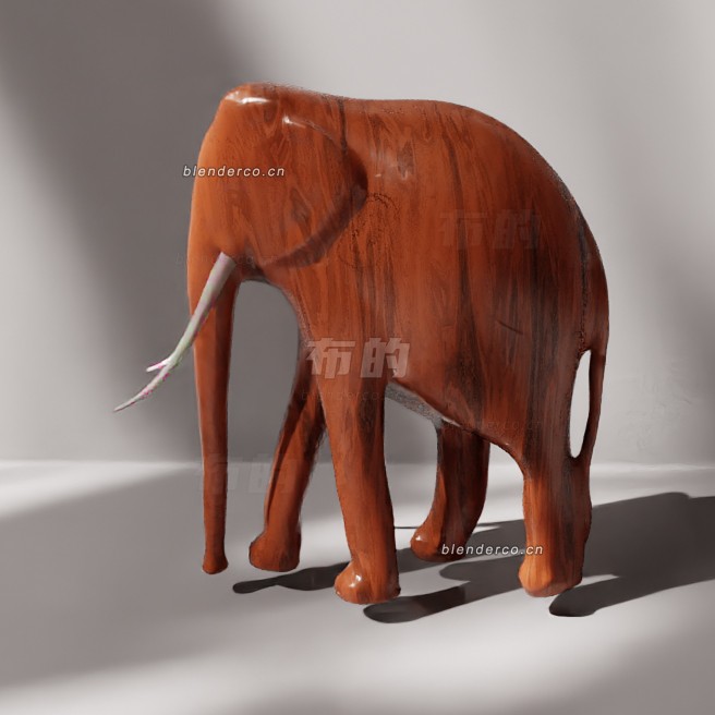 blender民族木制大象雕塑模型_blender布的44
