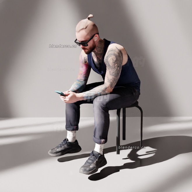 blender玩手机的男士模型_blender布的07