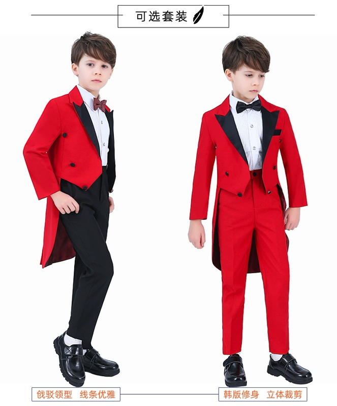 Trẻ em ăn mặc bé trai tuxedo phù hợp với trẻ em phù hợp với trẻ em đám cưới biểu diễn piano chủ nhà cô gái hoa - Váy trẻ em