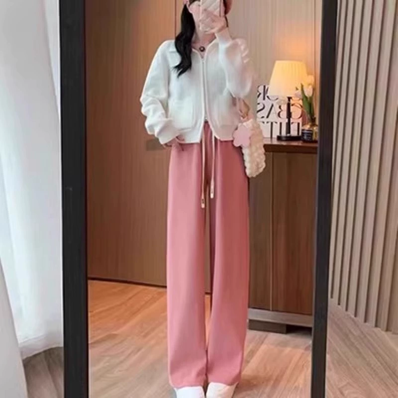 新款阔腿裤直筒裤休闲高腰显瘦女裤长裤垂感显瘦柔软