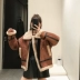 COCO LIMITED Tương phản cổ điển Nhập khẩu lông cừu Hà Lan một chiếc áo khoác lông ngắn hình nữ dạ ép lông cừu Faux Fur
