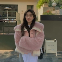 Coco Fur ‘101 Women Group’ Girl Heart ~ Импортированный мех Tuscana Integrated Fur Outter кошелек
