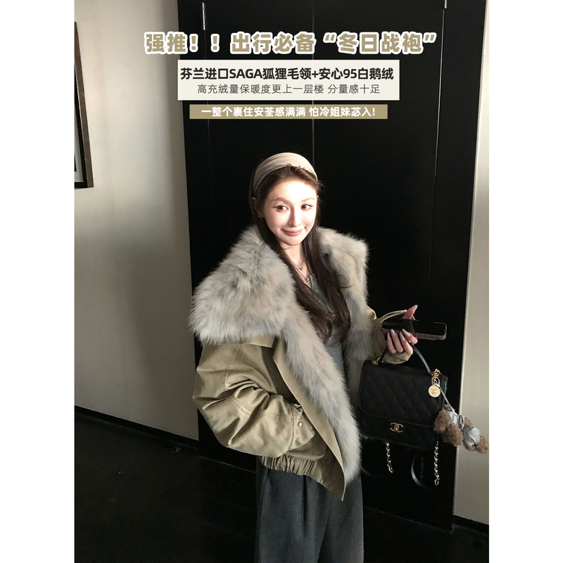 Twilight Traveler Imported from Finland Saga Fox Fur Collar + Safe 95% White Goose down Vintage down Parka