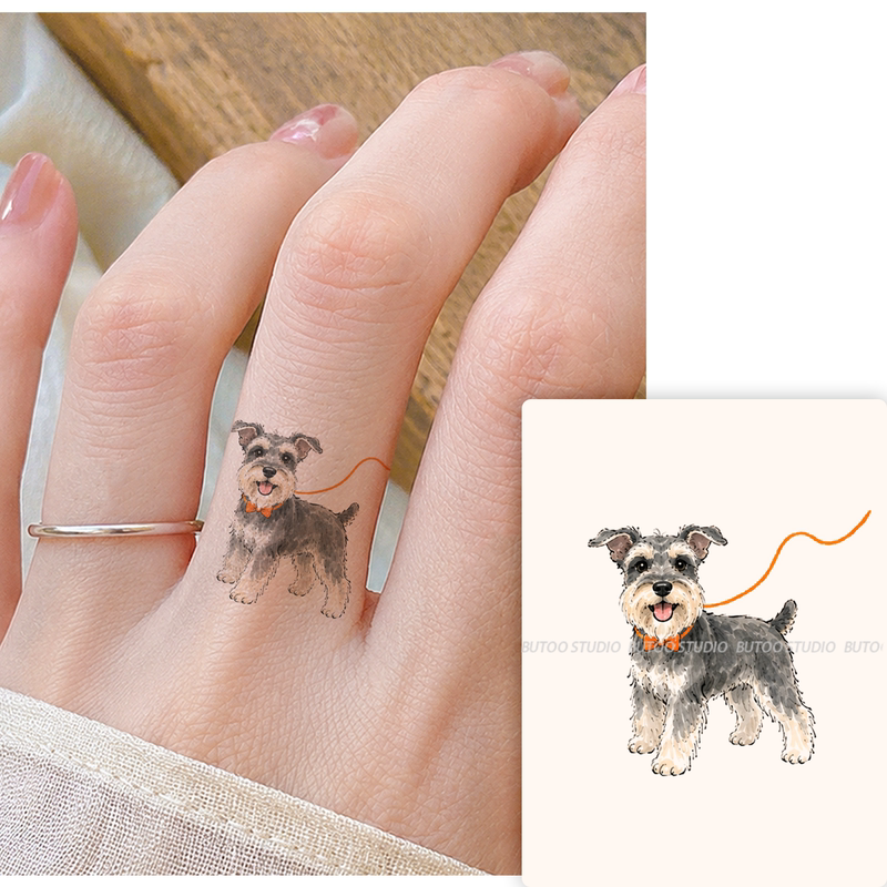 Butoo Tattoo Stickers Schnauzer Series 6 Styles of Puppy Tattoo Stickers for Women Waterproof Long-Lasting Finger Stickers Butoo Tattoo Stickers Schnauzer Series 6 Styles of Puppy Tattoo Stickers for Women Waterproof Long-Lasting Finger Stickers