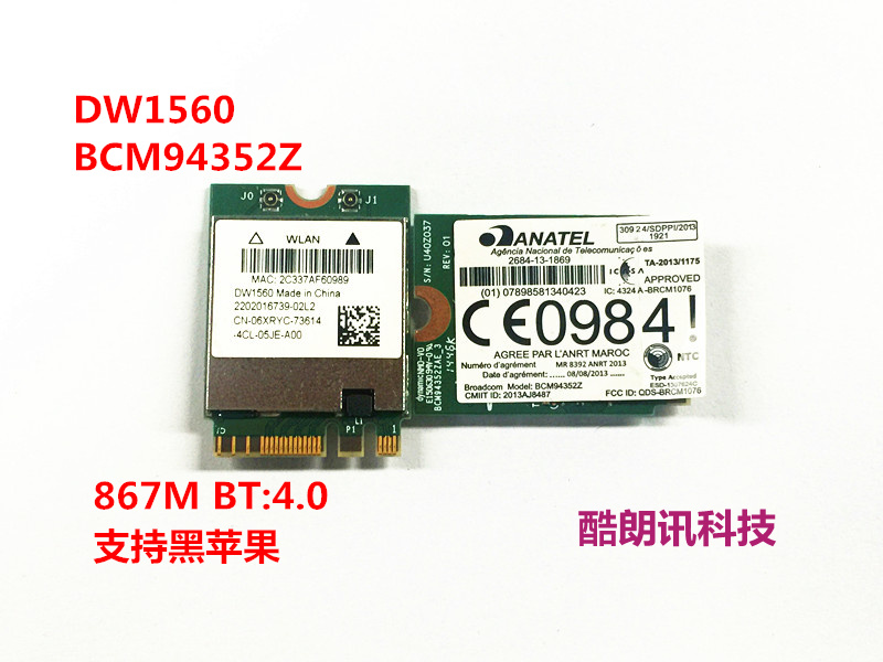 Original fit BCM94352Z DW1560 1820A Wireless network Card 4 0 Bluetooth DW1830 Support MAC