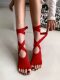 New Cotton Yoga Socks with Particle Soles, Five-Toe Socks, Open-Toe and Open-Back Dance Socks, Lace-Up Non-Slip Yoga Socks