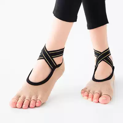 Five finger yoga socks professional cross strap combed cotton split toe dance socks sports half toe floor socks