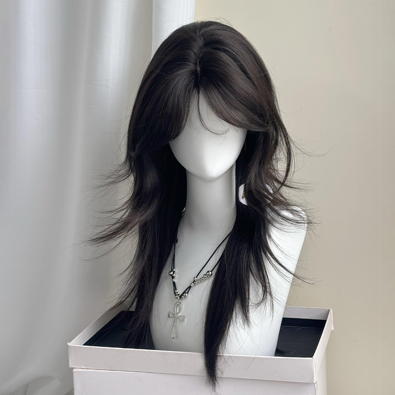 Mullet Wig Unisex, Finely Crafted High-End Middle-Parted Wolf Tail Hair, Versatile for Daily Use and Cosplay, Realistic Hairpiece Mullet Wig Unisex, Finely Crafted High-End Middle-Parted Wolf Tail Hair, Versatile for Daily Use and Cosplay, Realistic Hairpiece