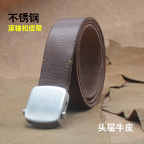 Headlayer cow leather toothless automatic buckle belt roller buckle strap male dermis young stainless steel smooth buckle damp pants strap