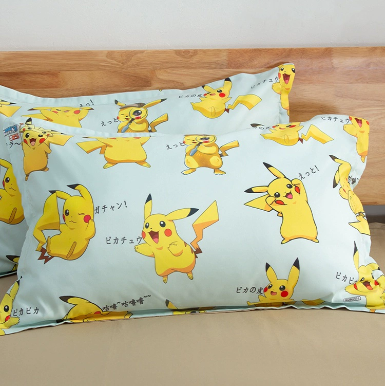 Phim hoạt hình Pikachu Trẻ em nam và nữ gối Anime Anime Ký túc xá sinh viên Vỏ gối đơn 48X74 - Gối trường hợp