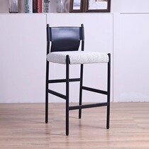 Nordic light luxury bar chair modern simple high chair home island chair saddle leather dining chair industrial style high stool