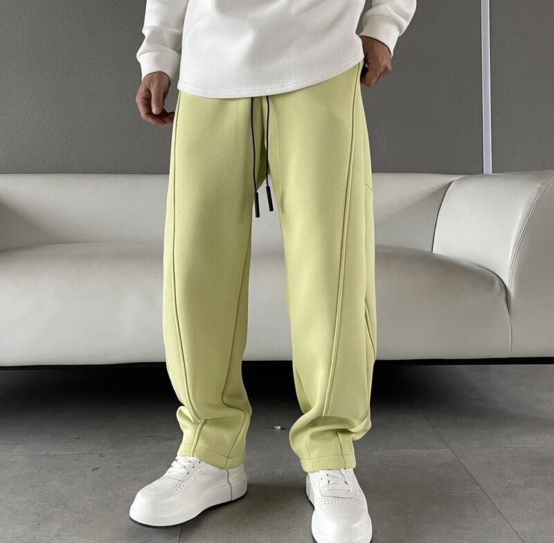 Spring and Autumn Men's New Simple Solid Color Fashion Trendy Loose Fit Versatile Street Style Straight Casual Long Pants