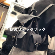 Womens double shoulder bag 2021 new casual first layer cowhide grinding surface matt old beam mouth backpack student school bag