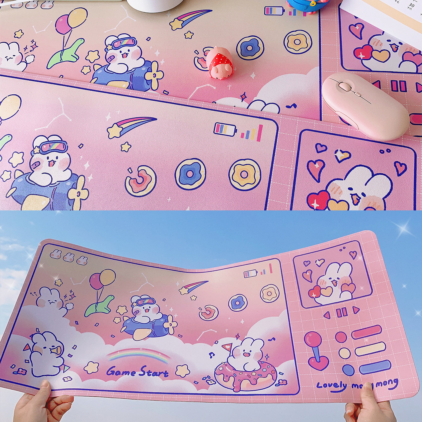 Soft cute rabbit mongmong joint letter writing office anti-slip student computer game PU large number of mouse mouse table cushion