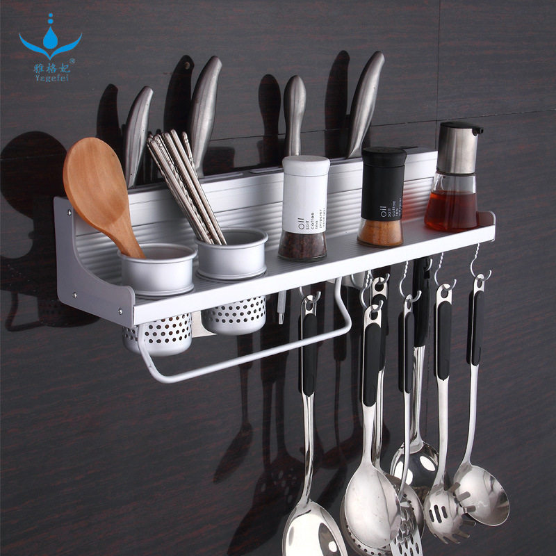 Classic Space Aluminum Matte Knife Holder 50 60cm Double Cup Multifunctional Kitchen Shelf Pendant Manufacturer