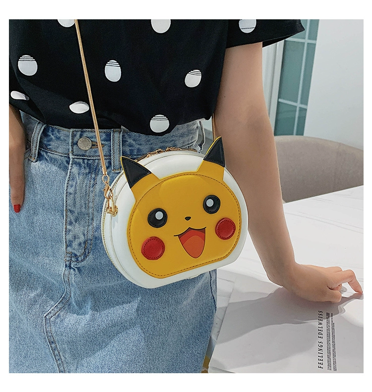 Dễ thương Anime Net Red Pikachu Cartoon Bag Shoulder Messenger Chain Mobile Phone Bag Mini Student Bag Coin Purse - Túi điện thoại