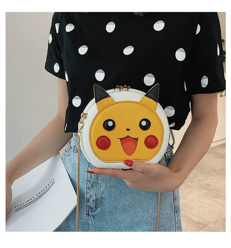 Dễ thương Anime Net Red Pikachu Cartoon Bag Shoulder Messenger Chain Mobile Phone Bag Mini Student Bag Coin Purse - Túi điện thoại