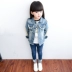 Áo khoác trẻ em cô gái áo khoác mùa xuân và mùa thu 2019 mới thời trang Hàn Quốc áo khoác denim trẻ em phong cách nước ngoài áo len dài tay cho bé - Áo khoác