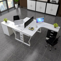 Desk 4 Peoples position Staff position Composition minimalist modern steel frame 2 persons computer desk L type double