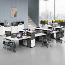 Staff Desk Brief Modern Staff Four 4 People Position 6 Cassette Station Office Furniture Computer Table And Chairs Combination