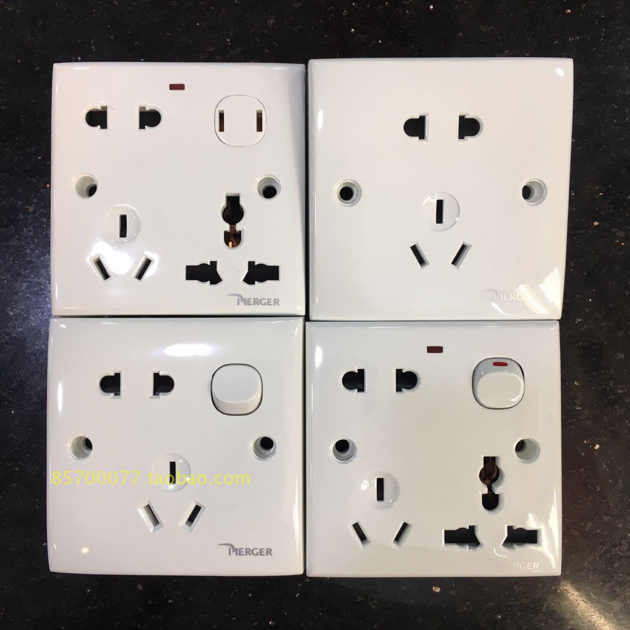 Type 86 One 23 Five Switches Multifunction Socket Wall Panel With Switch Seven 50 Holes TV Computer Socket
