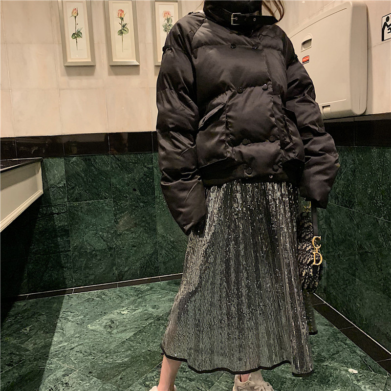 LuweiGuo 2019 mới dễ thương ngắn sang trọng quần áo cotton phục vụ bánh mì nữ ngắn in áo mùa đông gió - Bông áo khoác đẹp