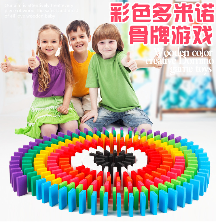 100 viên của cầu vồng bằng gỗ dominoes trẻ sơ sinh trẻ em early education puzzle tay khối xây dựng đồ chơi cho mọi lứa tuổi