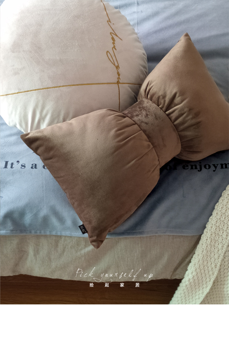 Ins gió cô gái trái tim dễ thương nơ đỏ gối rắn màu đệm văn phòng sofa dài phòng khách gối thắt lưng - Trở lại đệm / Bolsters ghế lười sofa