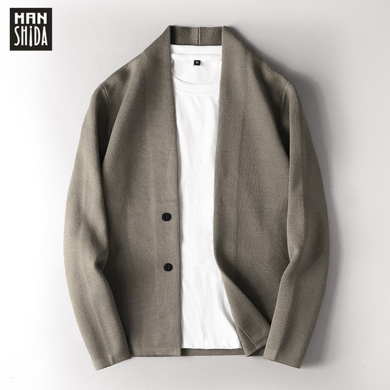 高級ビジネスカジュアルカーディガンセーターメンズスリムハンサム万能アウターウェアニットセーターメンズ春秋ジャケット