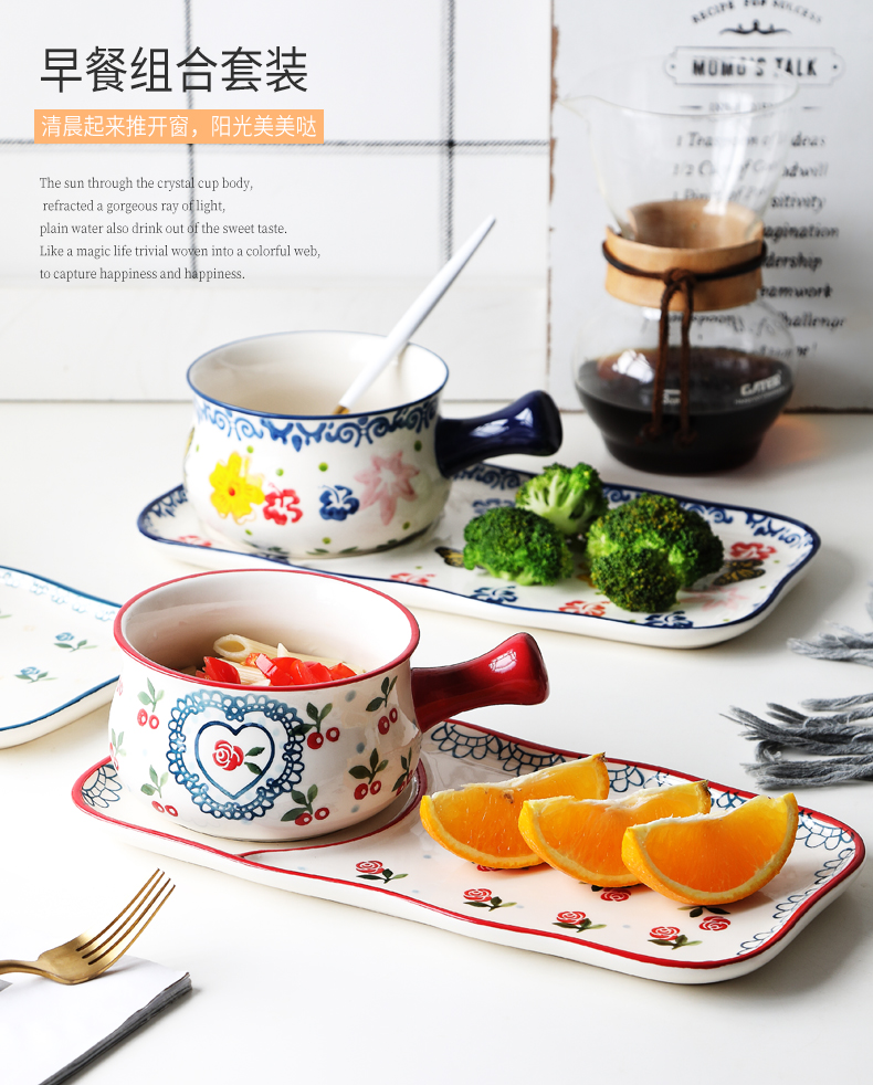Nordic one food combination of household sweethearts bowl bowl dish suits for ceramic bowl with handles bowl bowl for breakfast